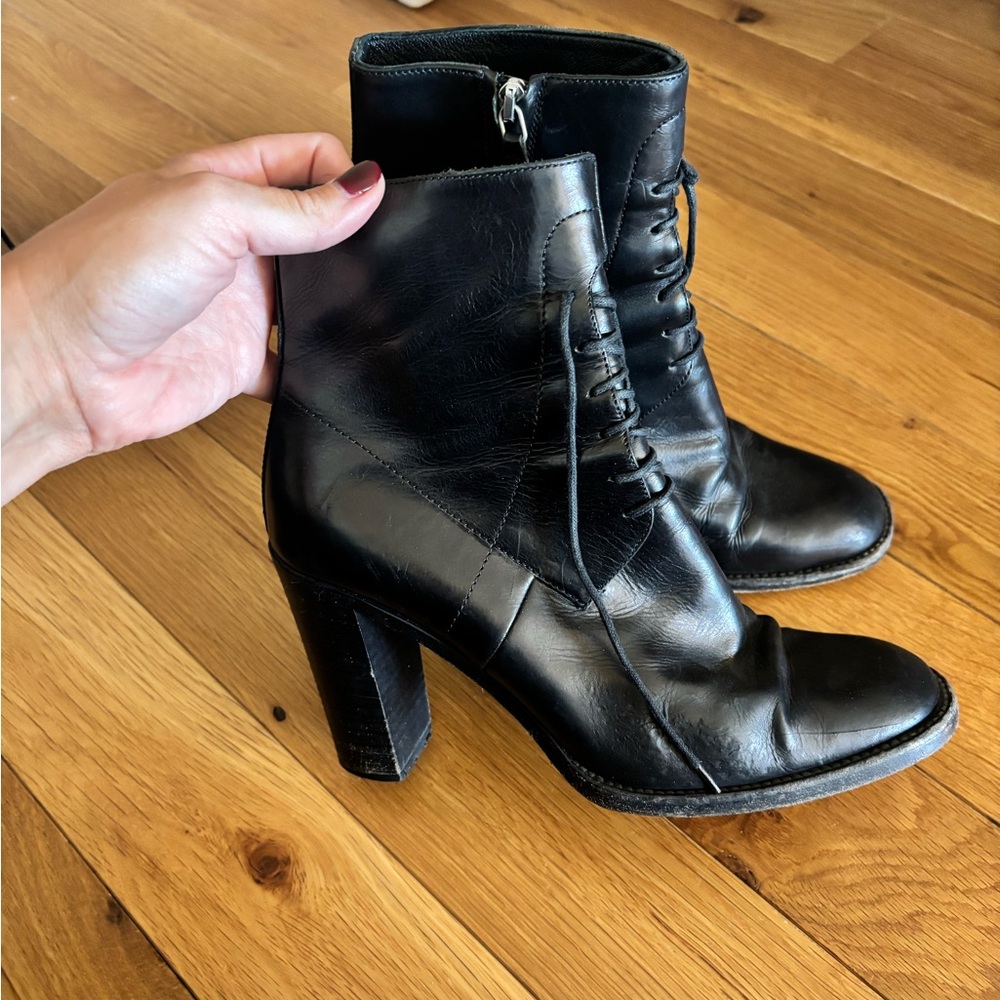 Black Leather Ankle Boots
